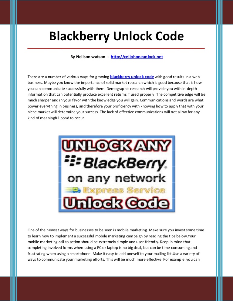 blackberry unlock code